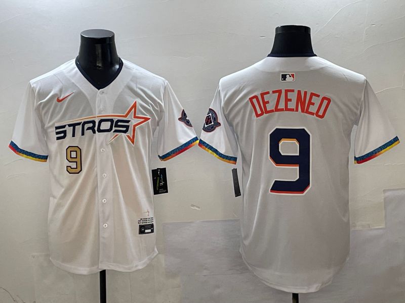 Men Houston Astros #9 Dezeneo White Fourth generation Joint Name Nike 2025 MLB Jersey style 3